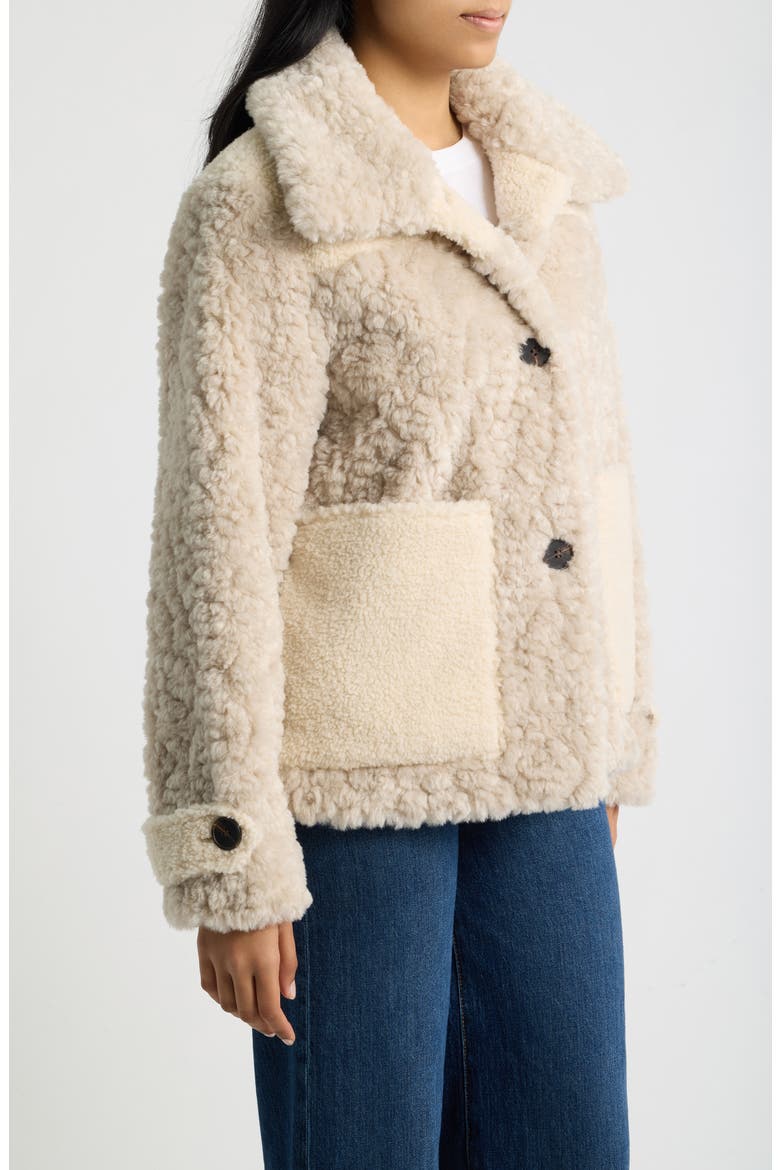 Faux Fur Combo Jacket, Alternate, color, GREY/ CREAM