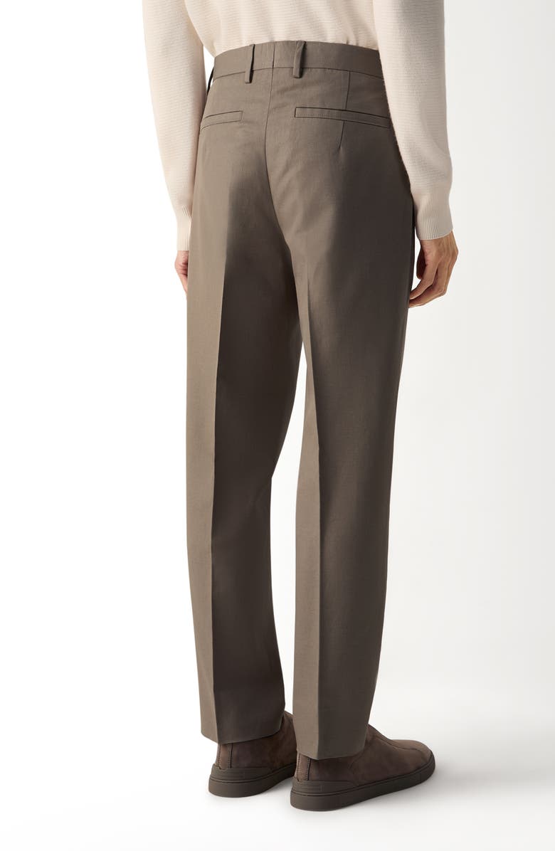 ZEGNA Dark Taupe Cotton & Linen Pants, Alternate, color, 