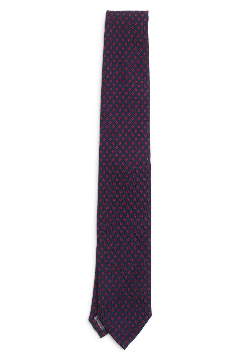 Diamond Dot Wool Tie, Main, color, NAVY RED DIAMOND DOT