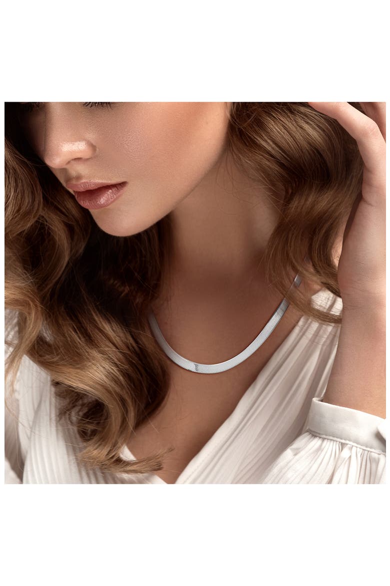 Herringbone Chain Necklace, Alternate, color, SILVER
