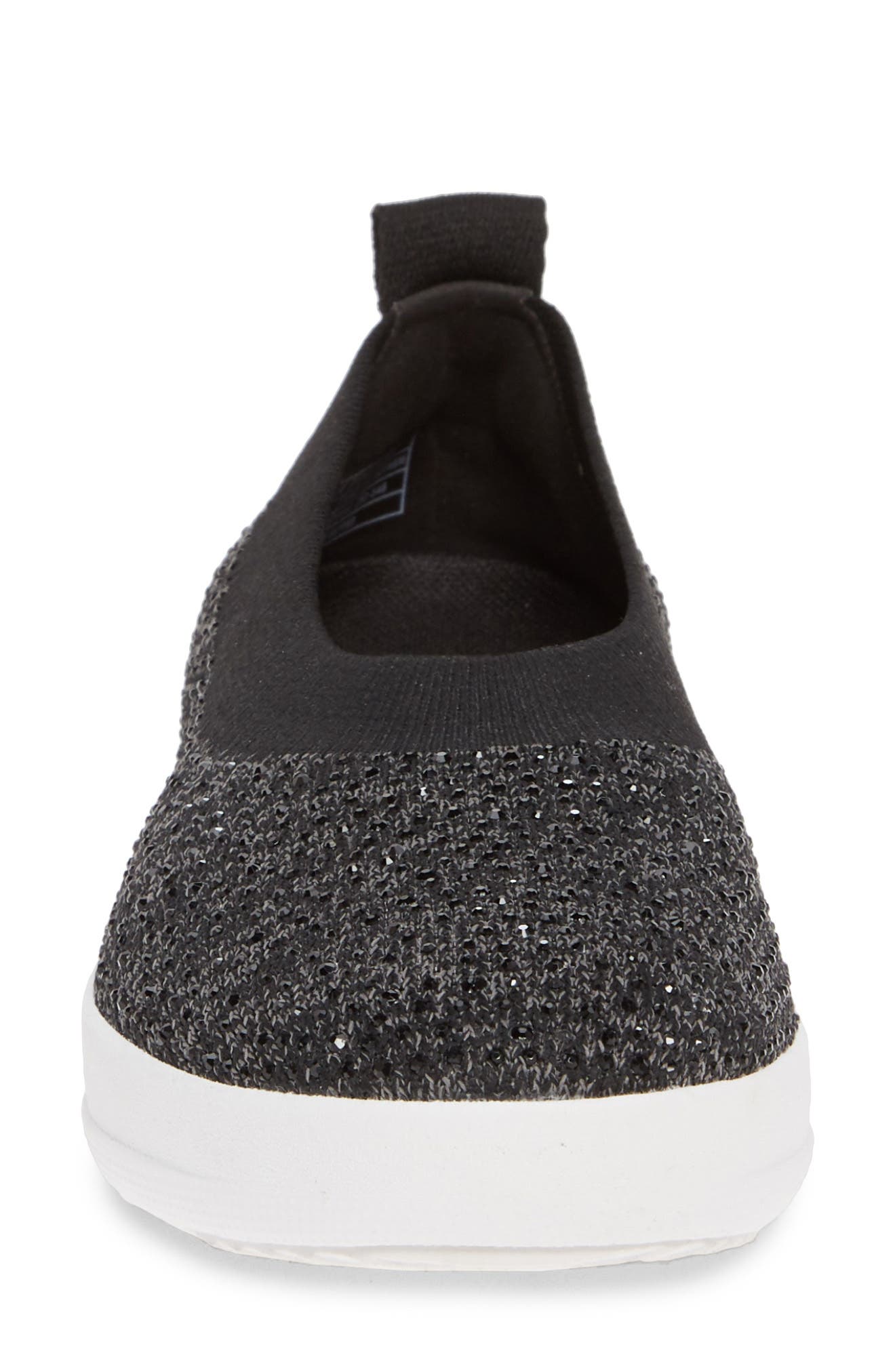 FitFlop Uberknit<sup>™</sup> Crystal Ballerina Slip-On Sneaker, Alternate, color, Black/Soft Grey