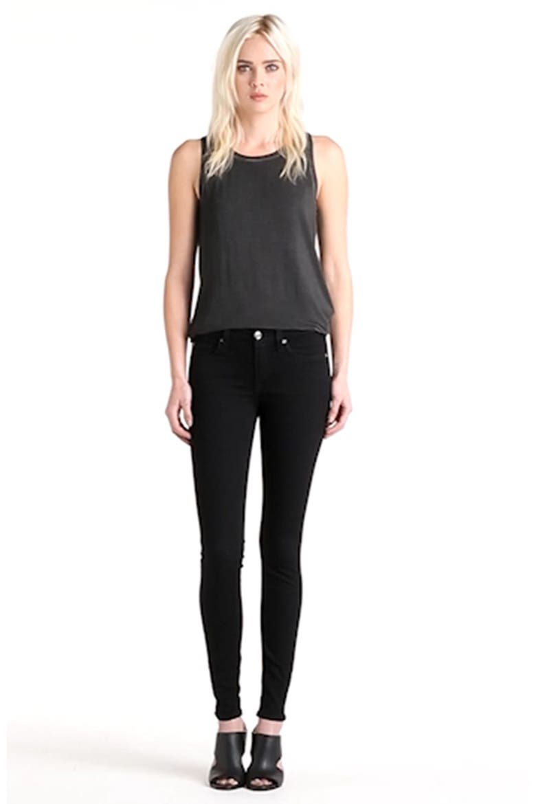 7 For All Mankind® Stretch Skinny Jeans, Alternate, color, ELASTICITY BLACK