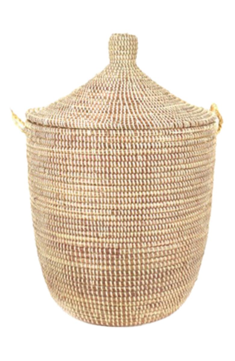 Mbare Dou Lid Storage Basket Monochrome Medium Storage, Main, color, Natural