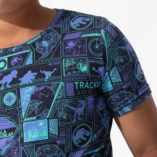 Bellabu Bear Jurassic Park Tracker Kids 2-piece Short Sleeve & Shorts Pajama Set In Purple