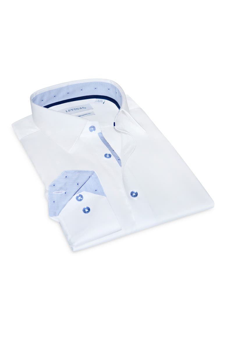 Contemporary Fit Solid Cotton Dress Shirt, Main, color, LIGHT BLUE