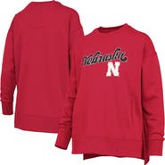 PRESSBOX Women's Pressbox Scarlet Nebraska Huskers Bonanza Chenille Harper Script Sweatshirt