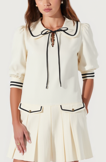 Long-Sleeve Pleated Mini Dress