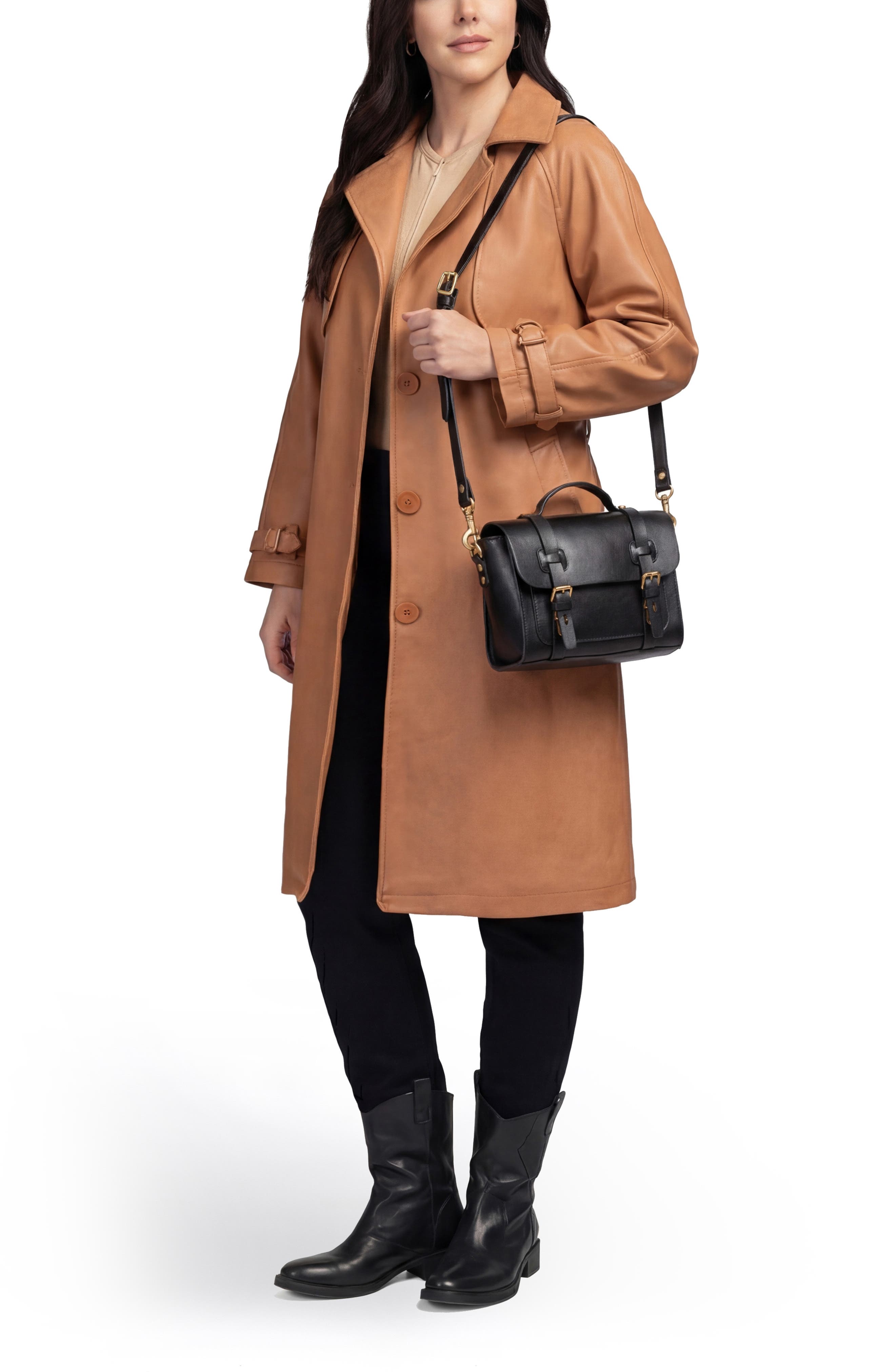 OLD TREND Ficus Leather Mini Satchel, Alternate, color, Black