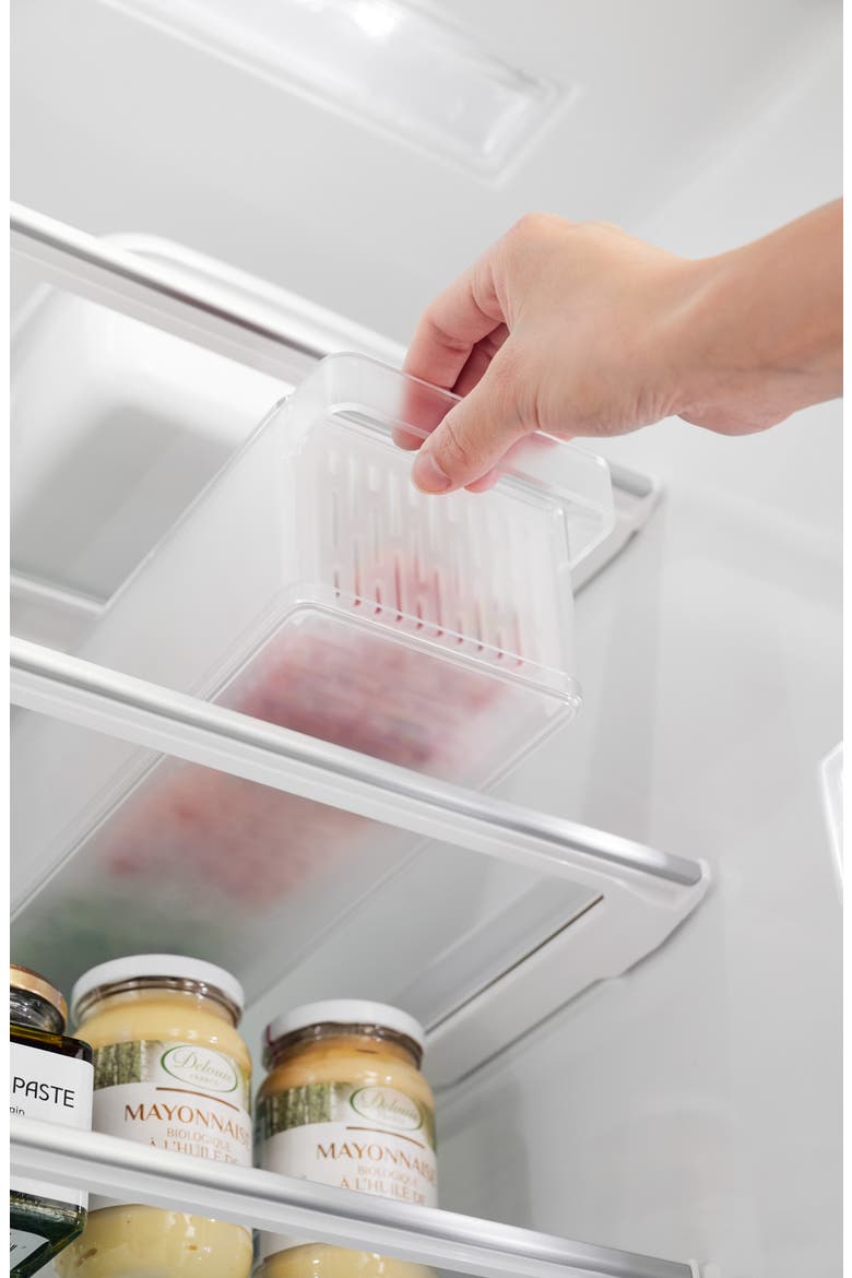 Divided Fridge Colander with Lid, Alternate, color, WHITE