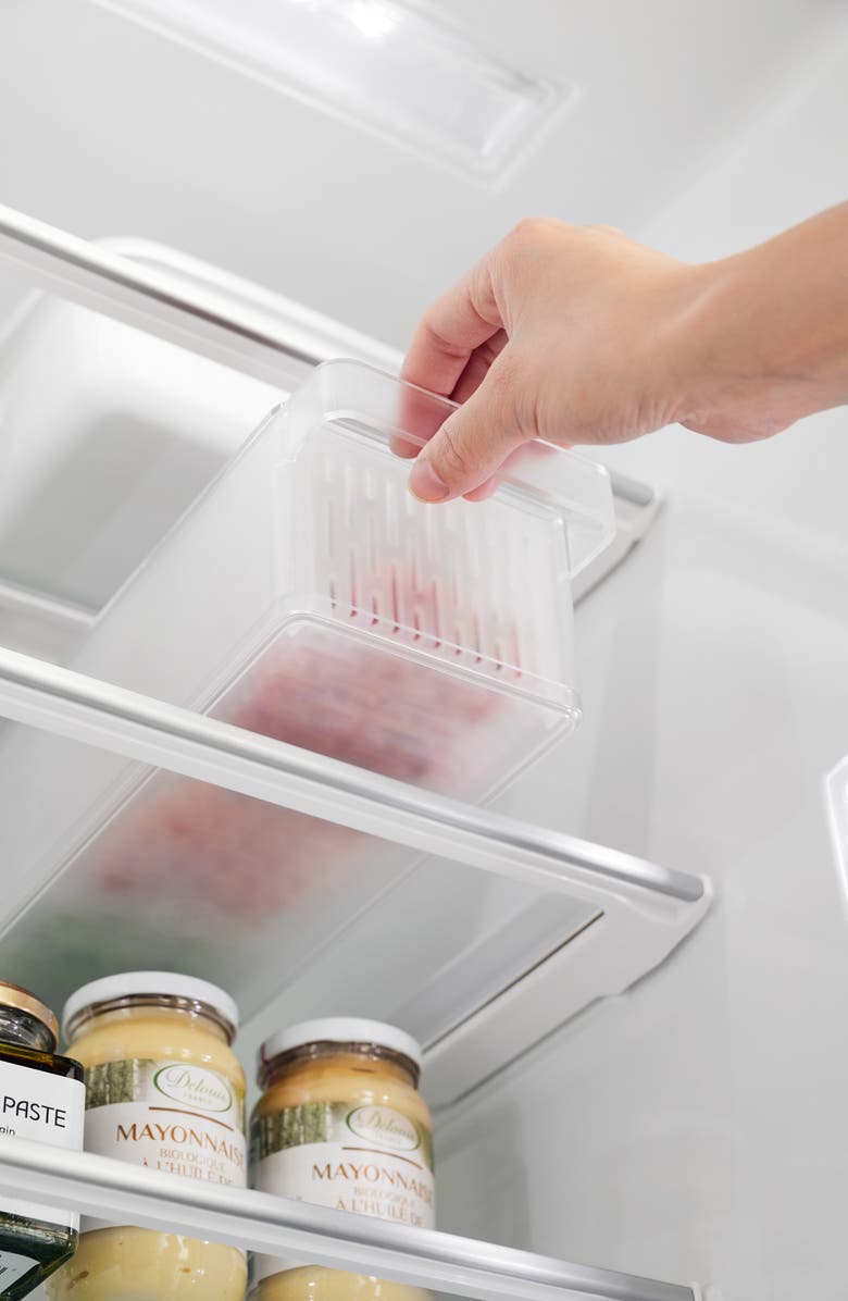 Yamazaki Divided Fridge Colander with Lid, Alternate, color, White