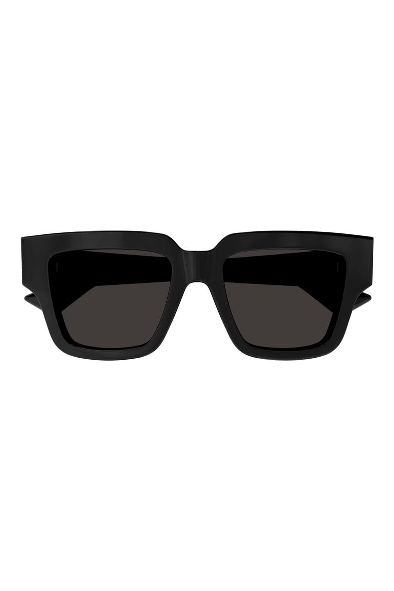 52mm Square Sunglasses, Main, color, BLACK