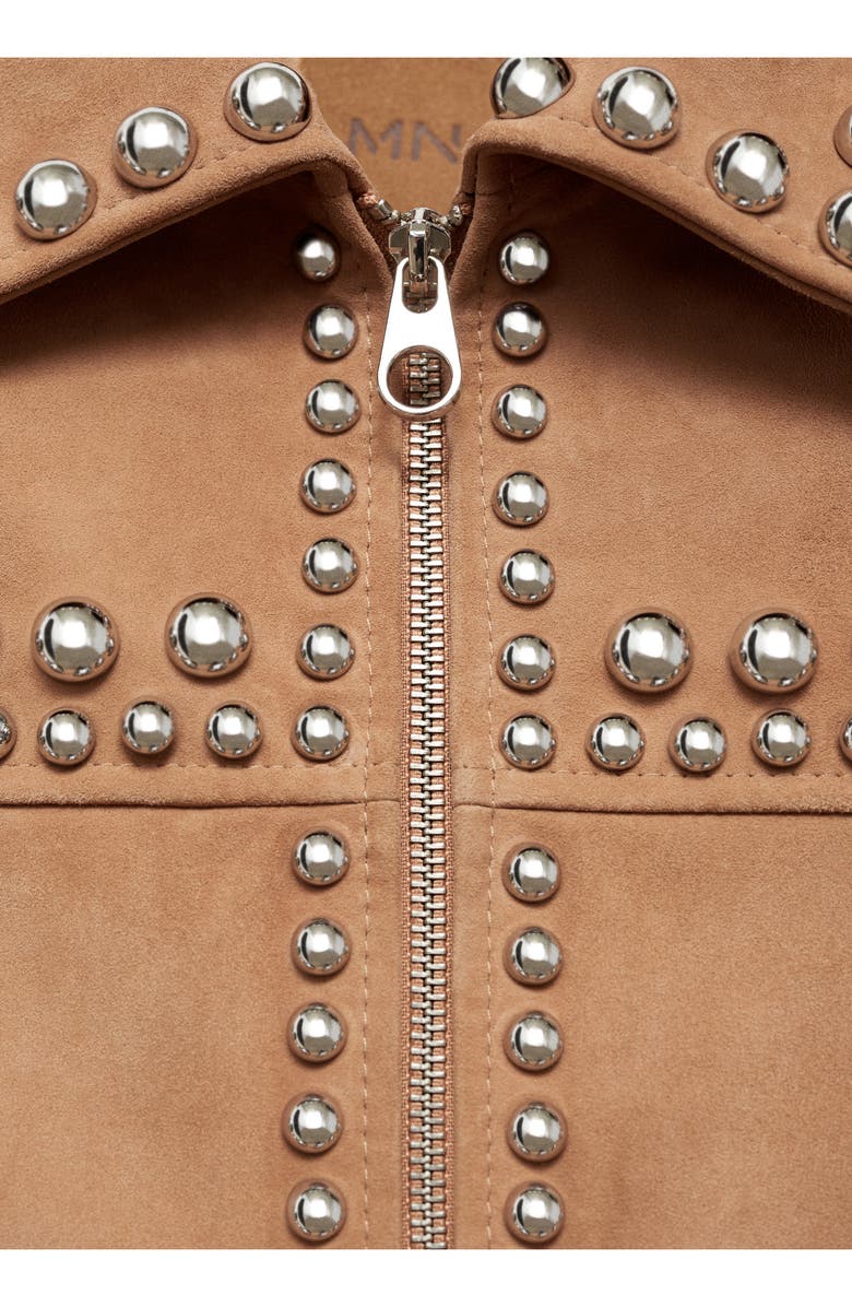 MANGO Ashley Studded Leather Jacket, Alternate, color, 