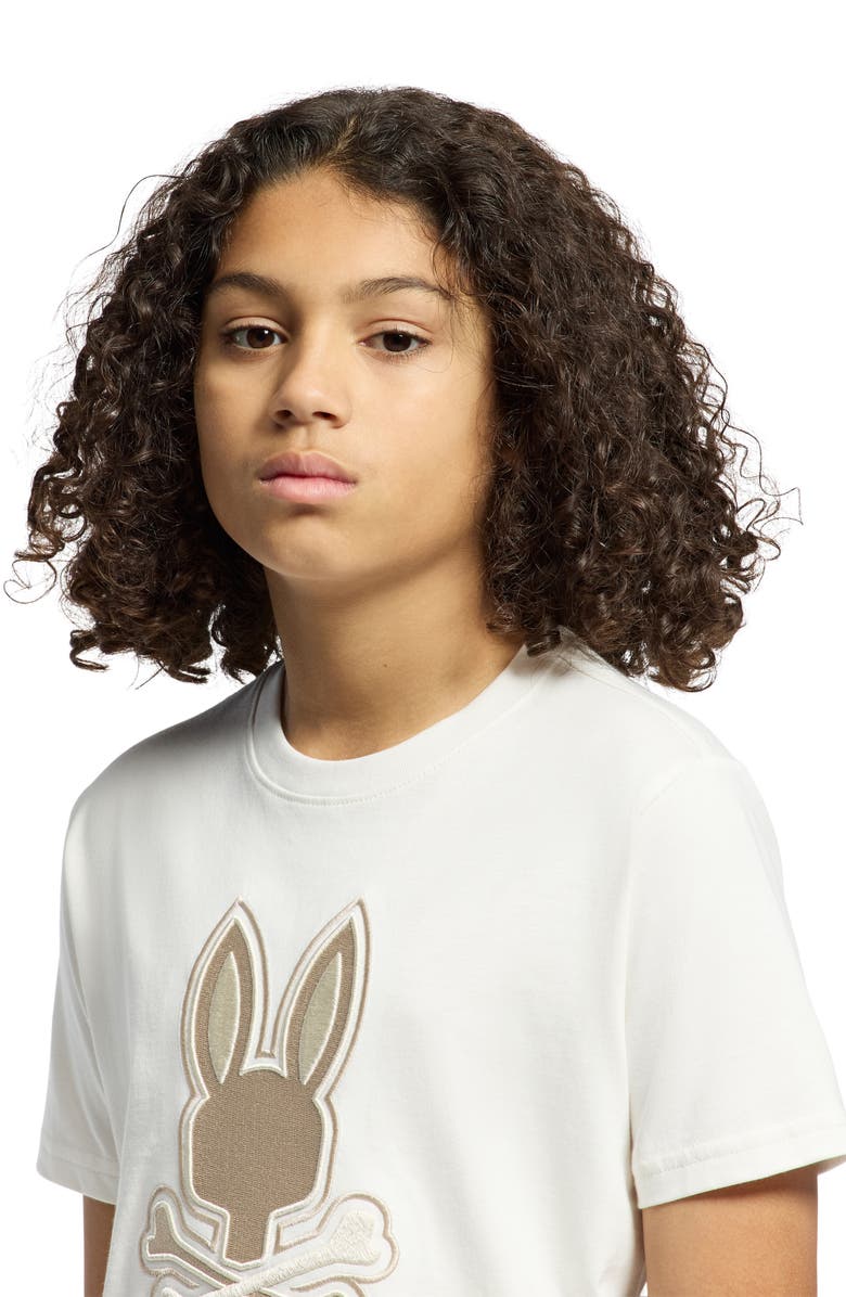 Psycho Bunny Kids' New Castle Embroidered Cotton T-Shirt, Alternate, color, Ecru