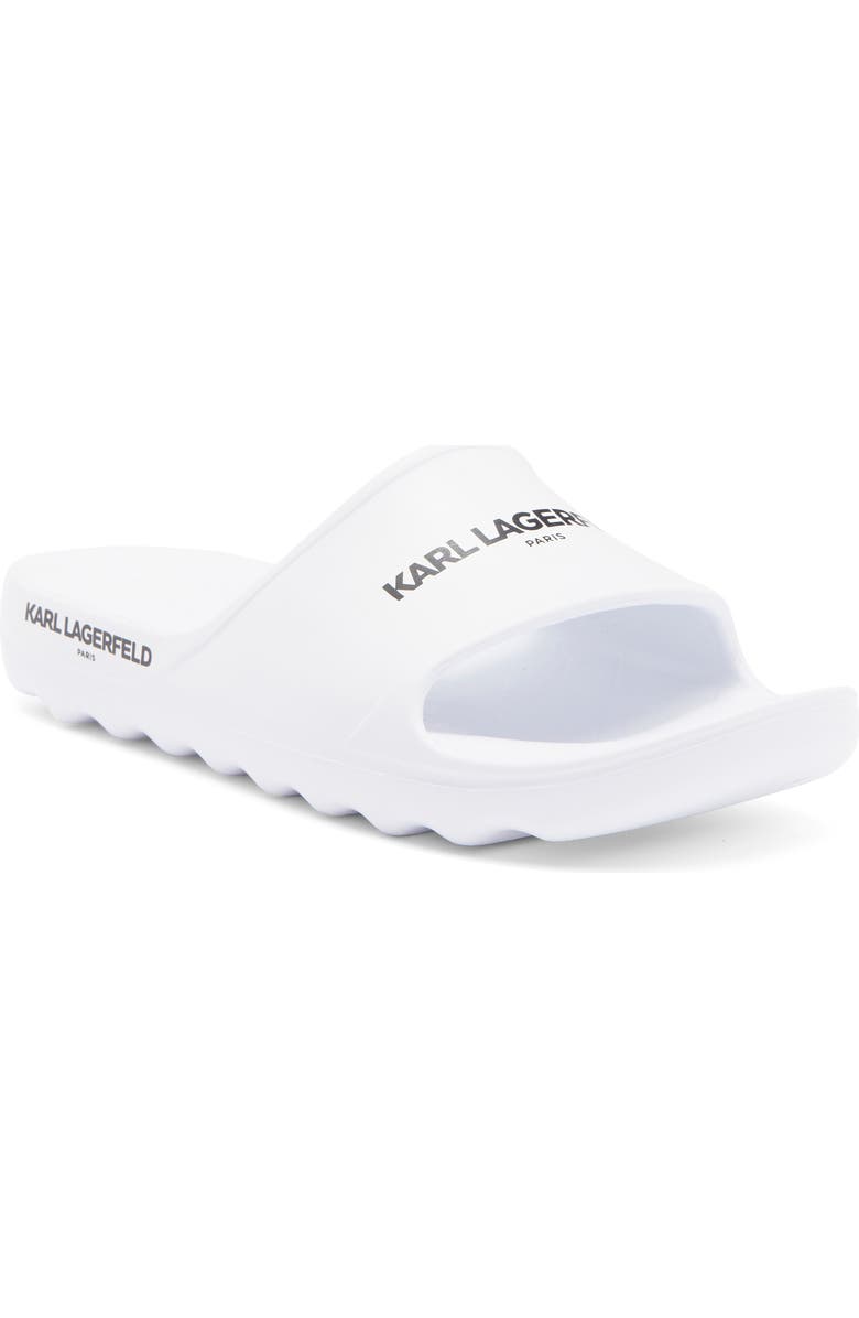 KARL LAGERFELD PARIS Block Logo Slide Sandal, Main, color, White