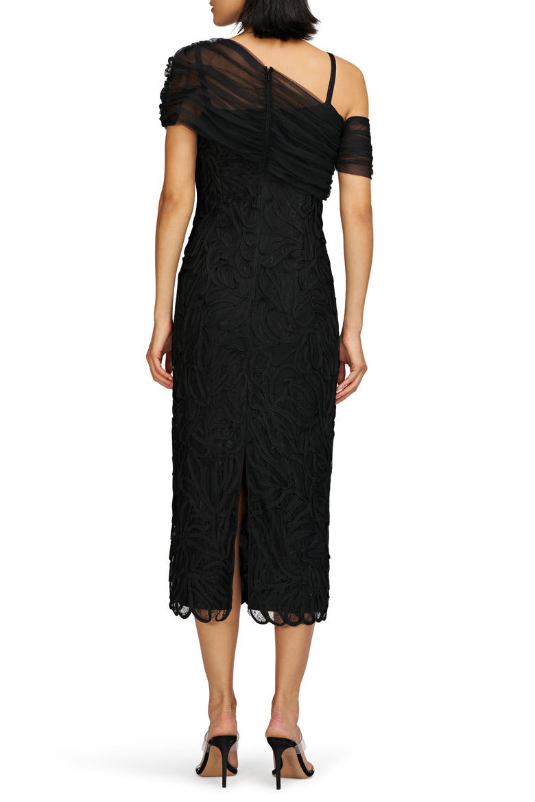 Addilyn Soutache Mesh Cold-Shoulder Cocktail Dress, Alternate, color, BLACK