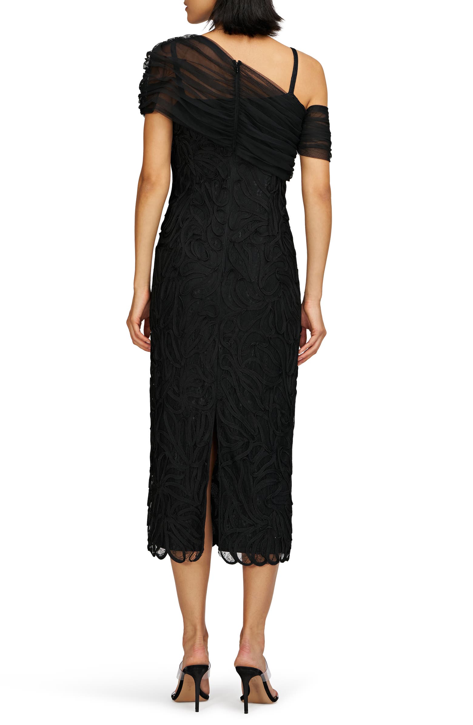 JS Collections Addilyn Soutache Mesh Cold-Shoulder Cocktail Dress ...