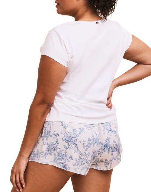 Adore Me Kassie Short Sleeve T-shirt & Shorts Set In Floral Blue