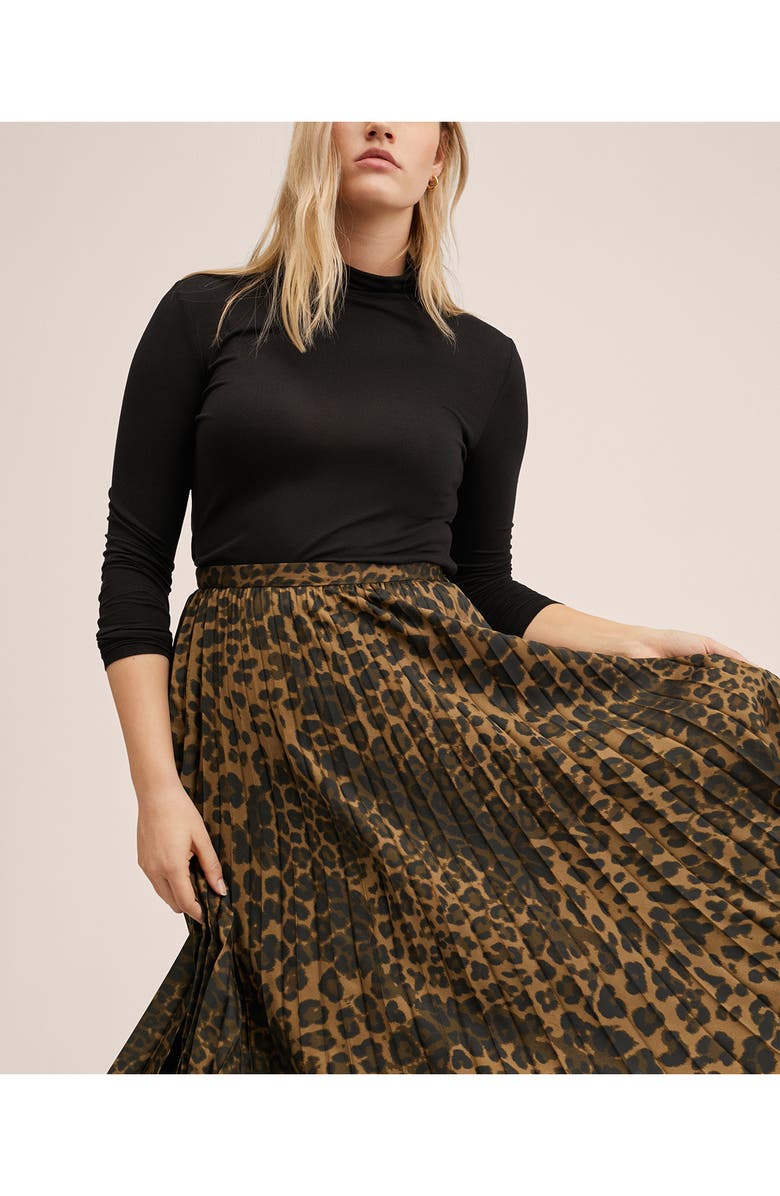 MANGO Animal Print Pleated A-Line Skirt, Alternate, color,