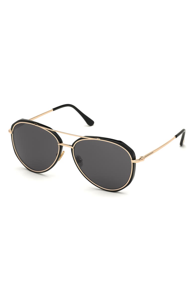 TOM FORD 60mm Pilot Sunglasses, Alternate, color, 