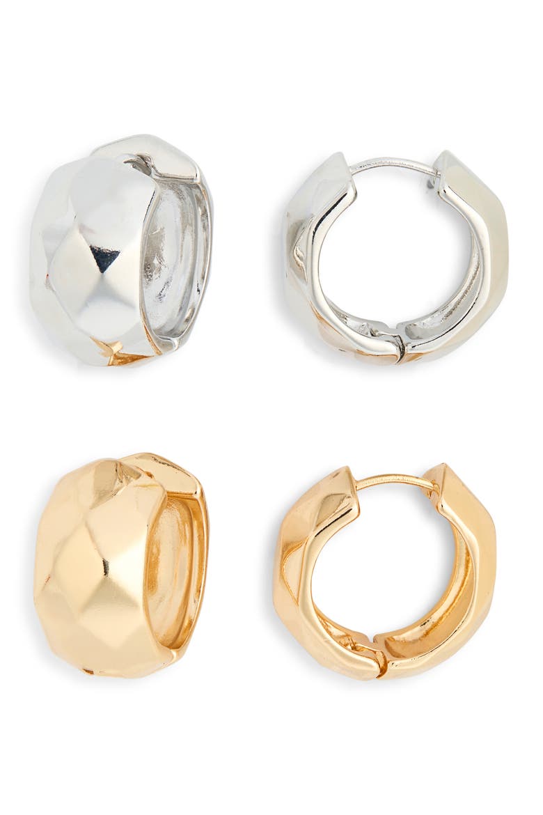 2-Pack Stone Disco Hoop Earrings, Main, color, GOLD/SILVER