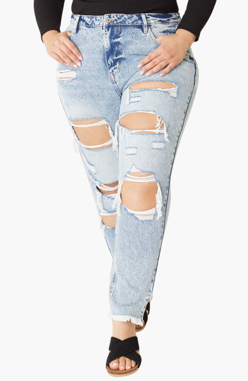 Kancan Juliet Ultra High Rise Mom Jeans In Blue