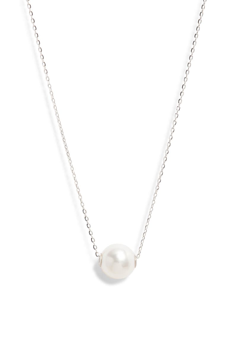 Akoya Pearl Necklace, Main, color, WHITE- 14K WHITE GOLD