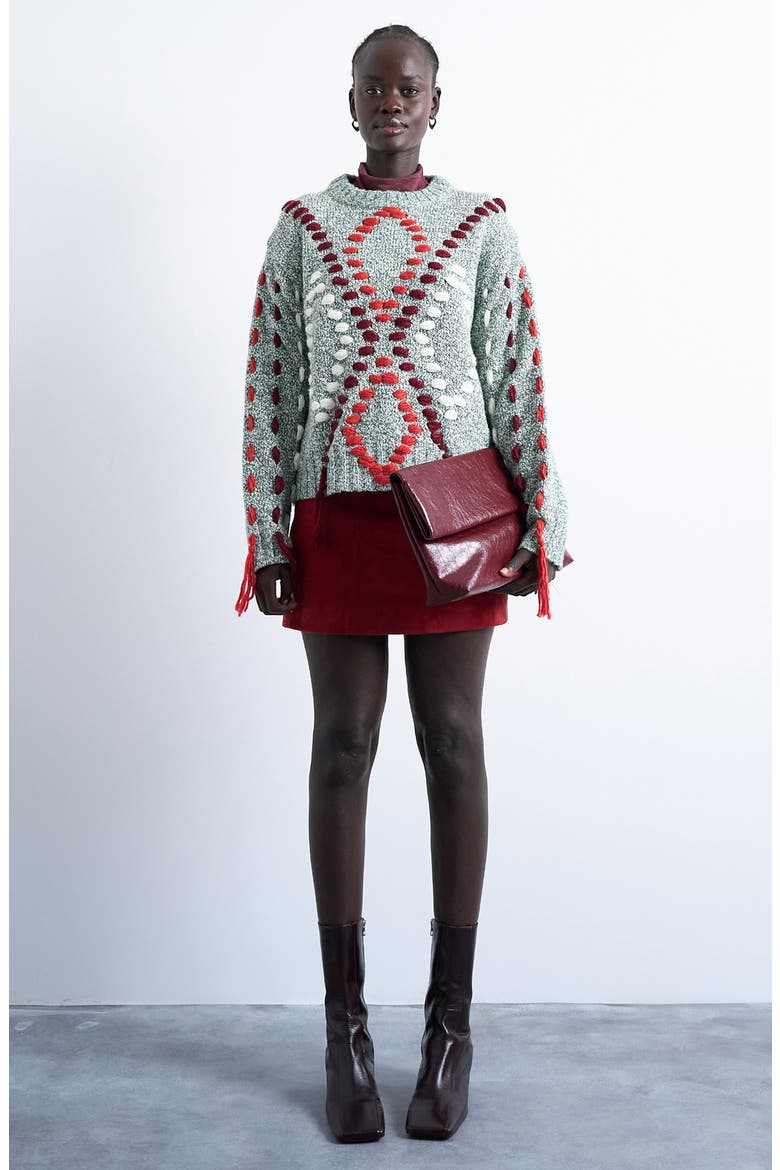 Embroidered Argyle Sweater, Alternate, color, LIGHT GREEN