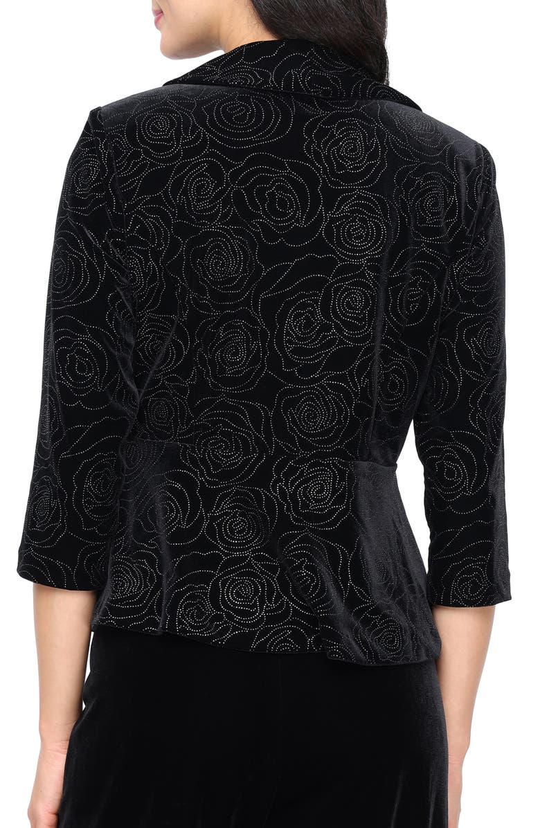 Alex Evenings Beaded Velvet Wrap Front Top, Alternate, color, Black