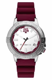 Columbia Texas A&M 3-Hand Quartz Silicone Strap Watch, 45mm