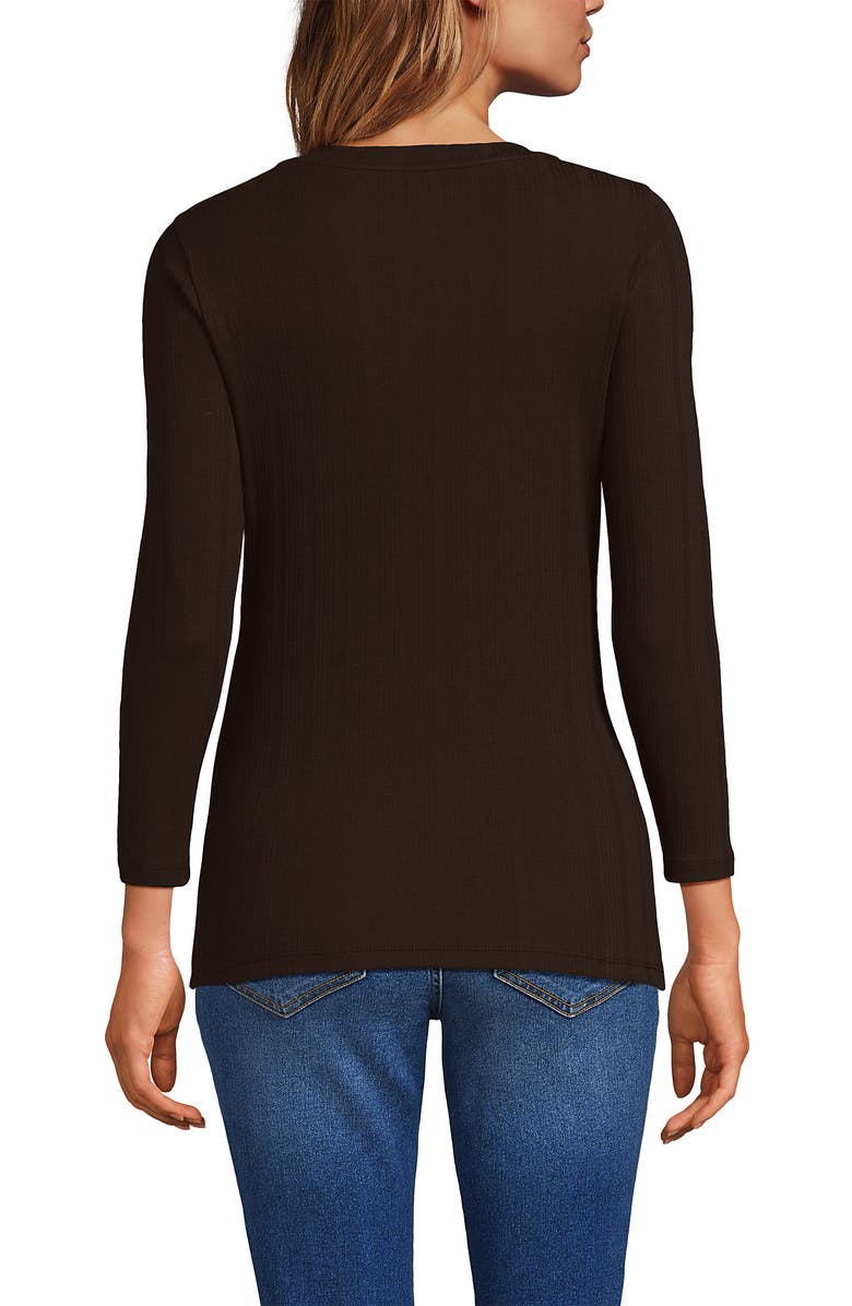 Lands' End 3/4 Sleeve Variegated Micro Rib Henley, Alternate, color, 