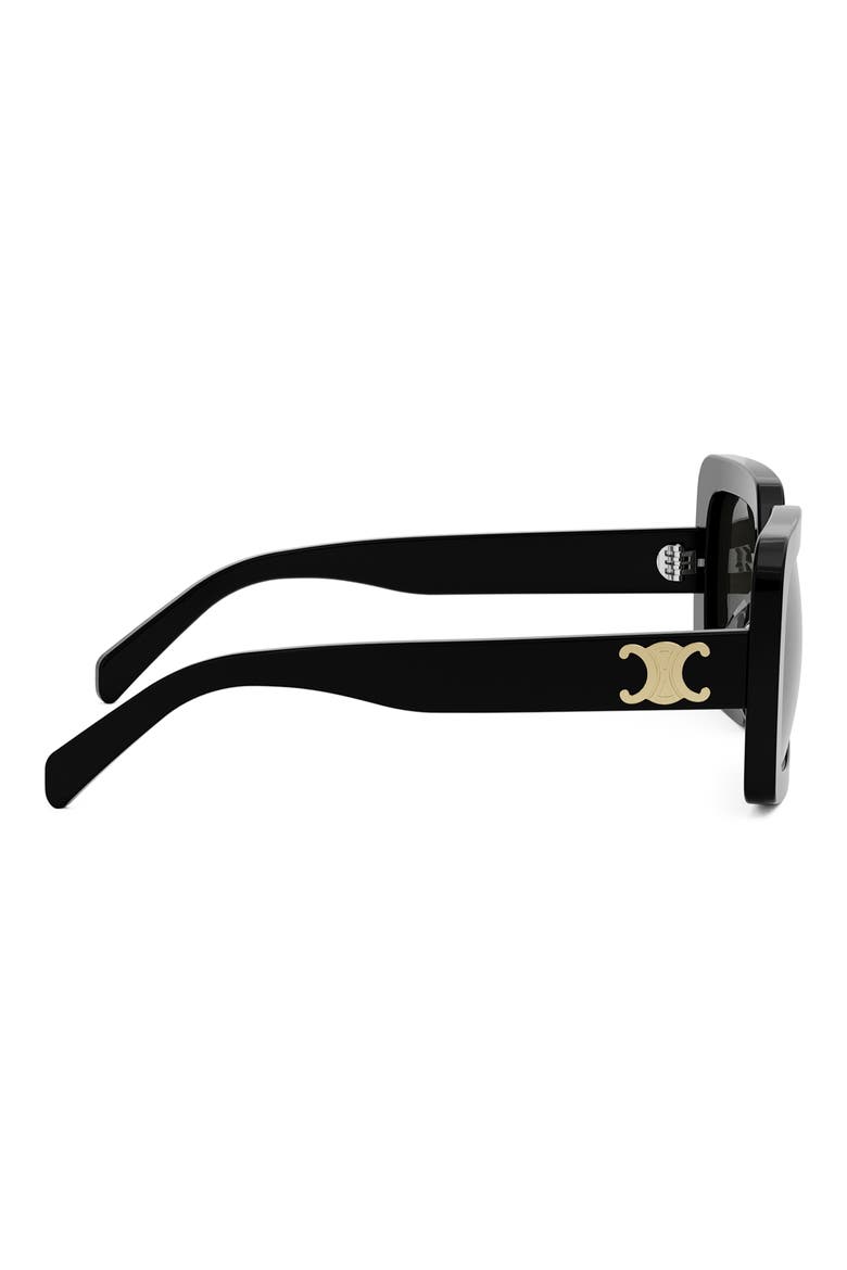 Triomphe 56mm Square Sunglasses, Alternate, color, SHINY BLACK / SMOKE