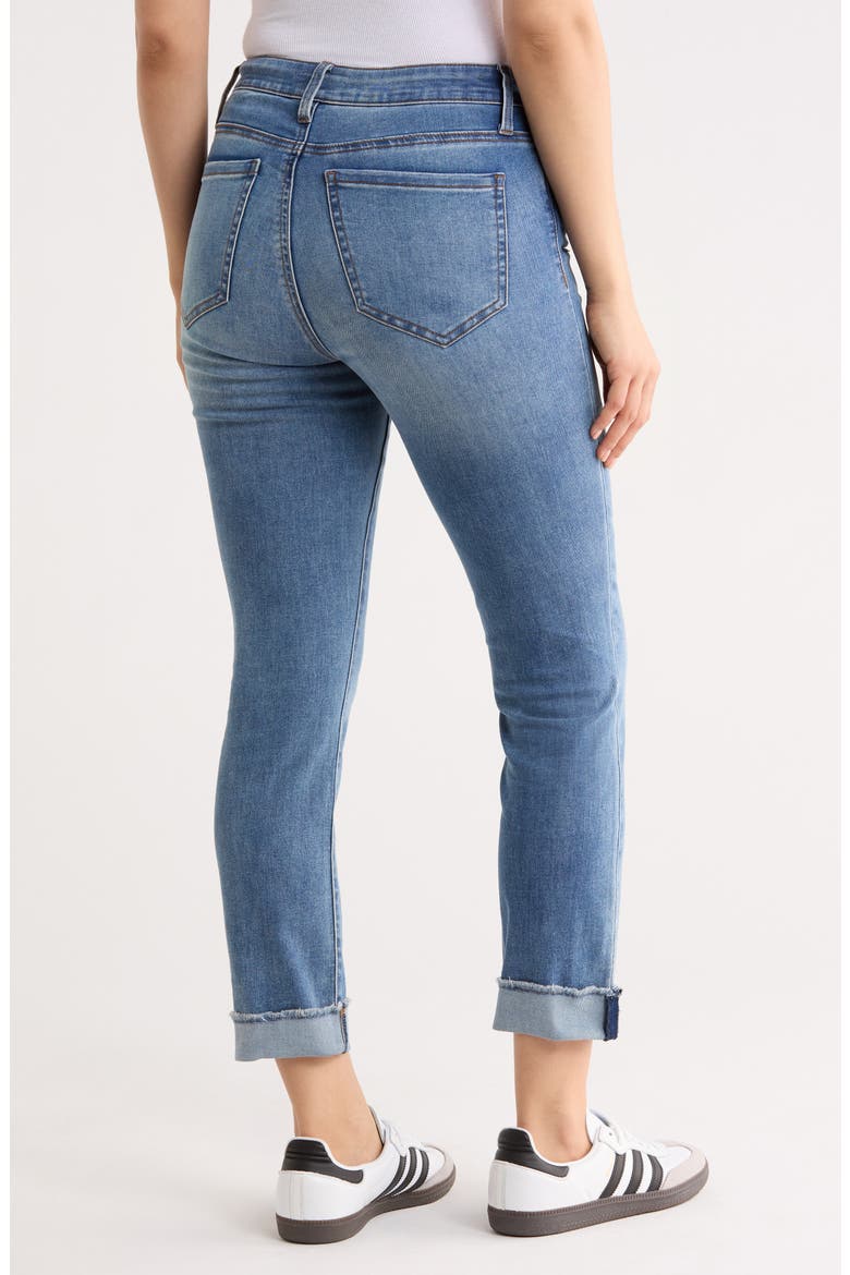 Frayed Crop Slim Straight Leg Jeans, Alternate, color, GLOBAL W/ MEDIUM