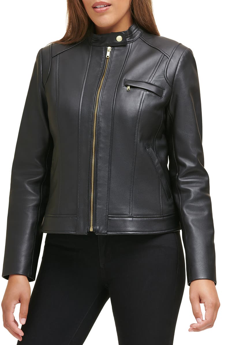 Cole Haan Lambskin Leather Jacket, Main, color,