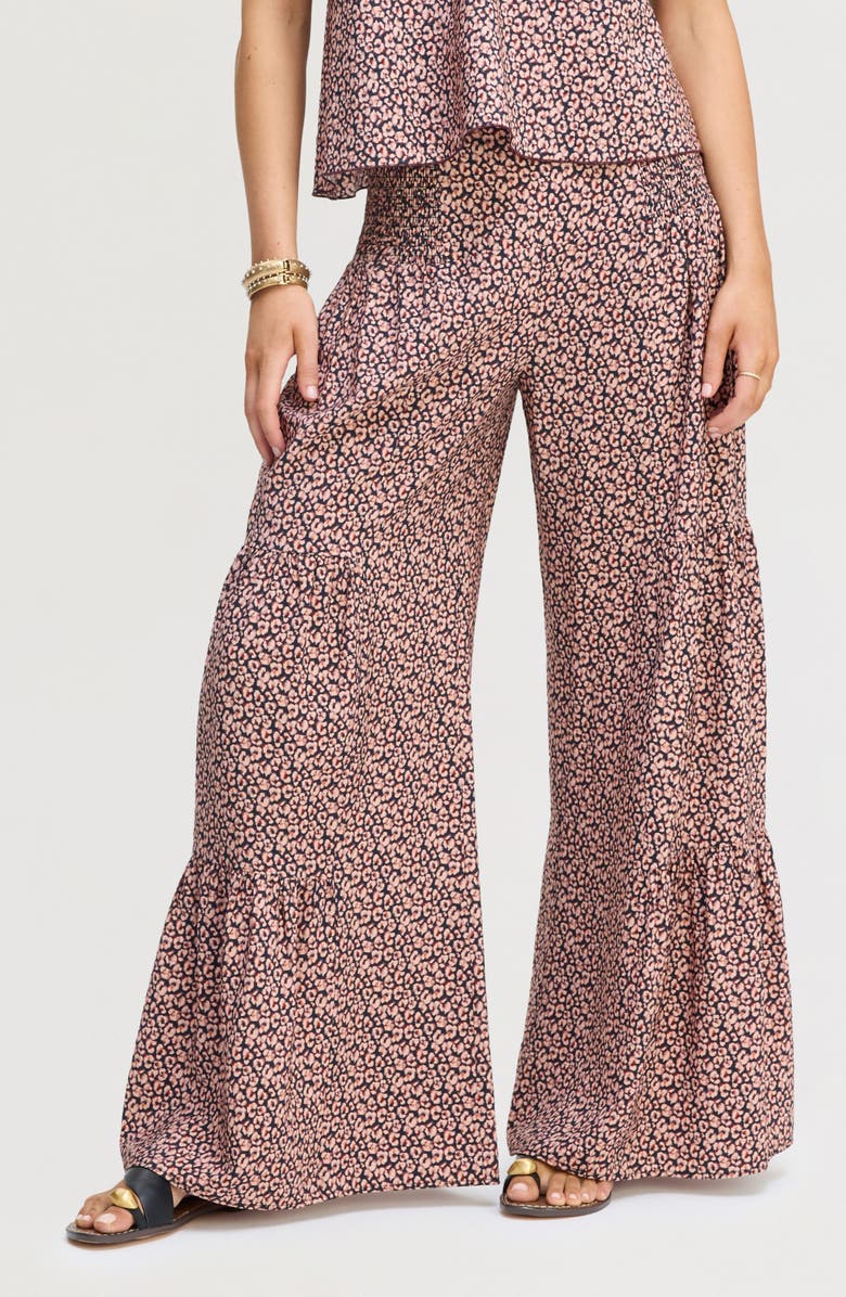 Sam Edelman Ruffled Hammered Satin Pants, Alternate, color, Brushed Leopard