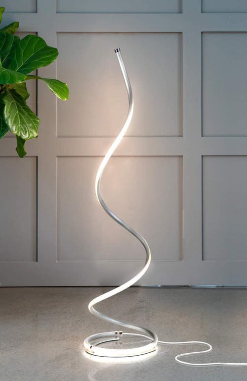 Brightech Allure 38' Spiral Led Floor Lamp With Built-in 3-way Dimmer Function In Polished Silver