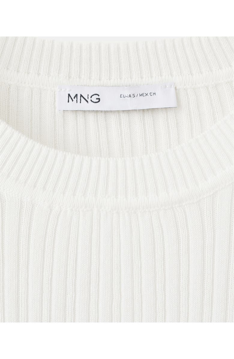 MANGO Cotton Blend Rib T-Shirt, Alternate, color, Ecru