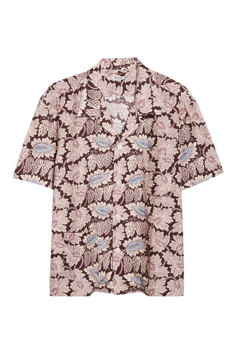 Wisteria Short Sleeve Cotton & Silk Button-Up Shirt, Alternate, color, MAUVE