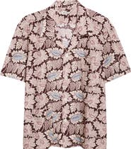 Bode Wisteria Short Sleeve Cotton & Silk Button-Up Shirt
