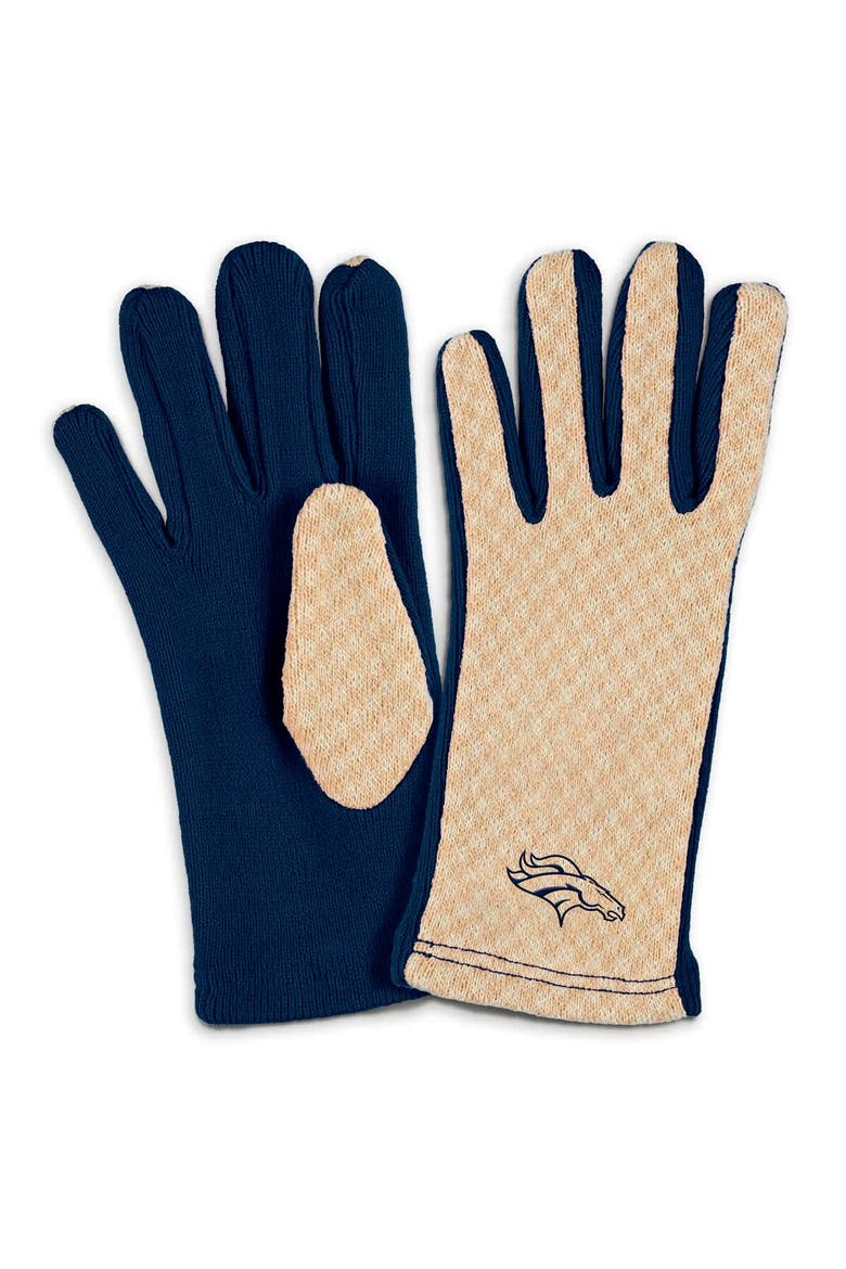 Women's WEAR by Erin Andrews Denver Broncos Tonal Microcheck Scarf & Glove Set, Alternate, color, Tan