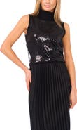 Halogen® Sequin Turtleneck Sleeveless Sweater