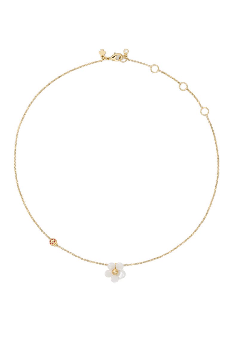 summer daze pavé crystal bug & flower pendant necklace, Alternate, color, WHITE.