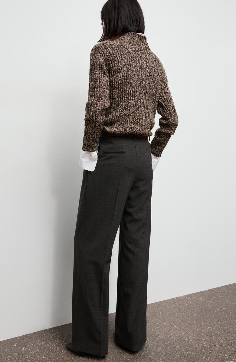 MANGO Check Pleated Pants, Alternate, color, Brown