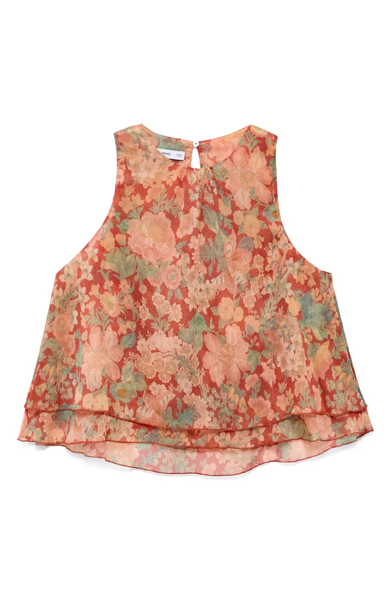 MANGO Floral Print Sleeveless Top, Alternate, color, Maroon