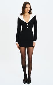 Miss Circle Heather Collared Decorative Button-Front Mini Dress