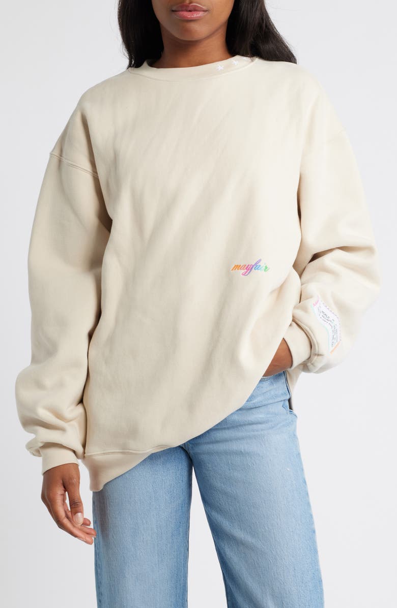 THE MAYFAIR GROUP Better Place Embroidered Graphic Sweatshirt, Main, color, 