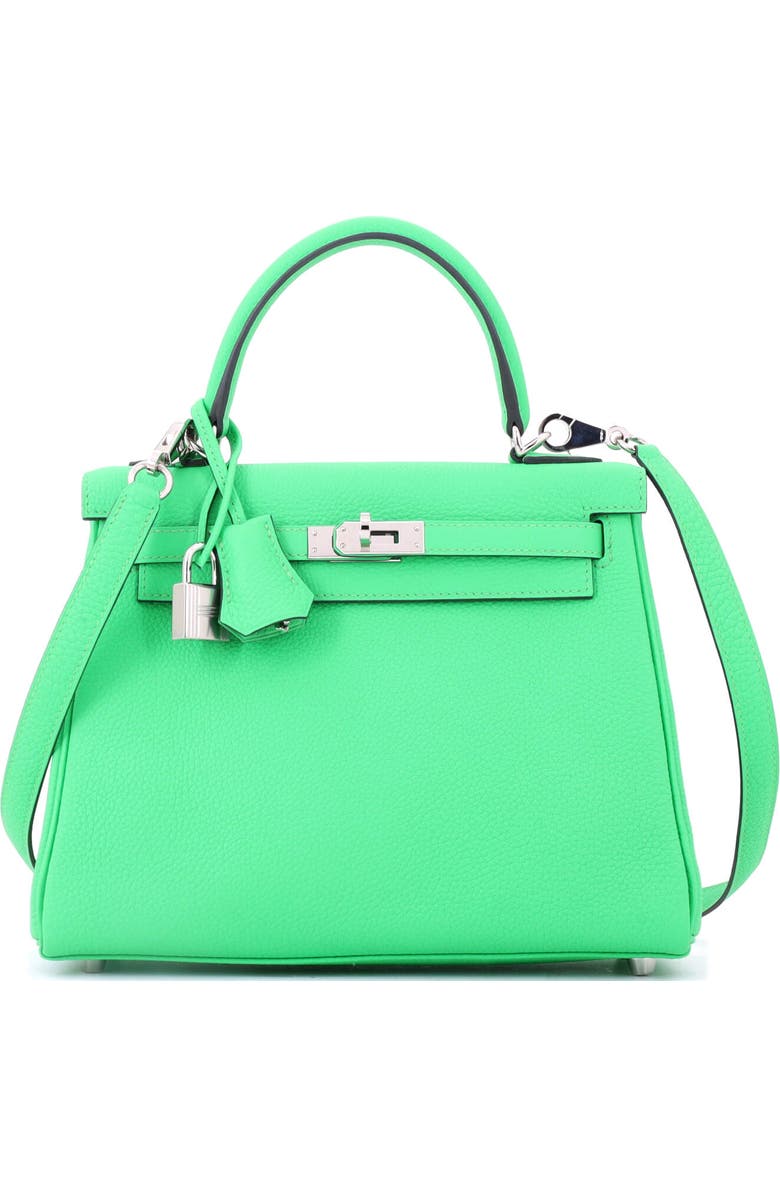 Pre-Owned Hermes Kelly Handbag Green Togo with Palladium Hardware 25, Main, color, Vert Comics