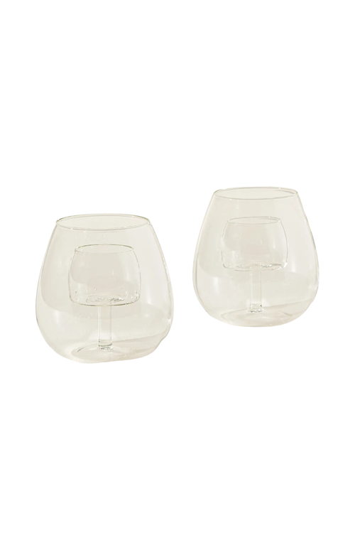 Uncommon Goods Stemless Fountain Aerating Wine Glasses Set In Clear