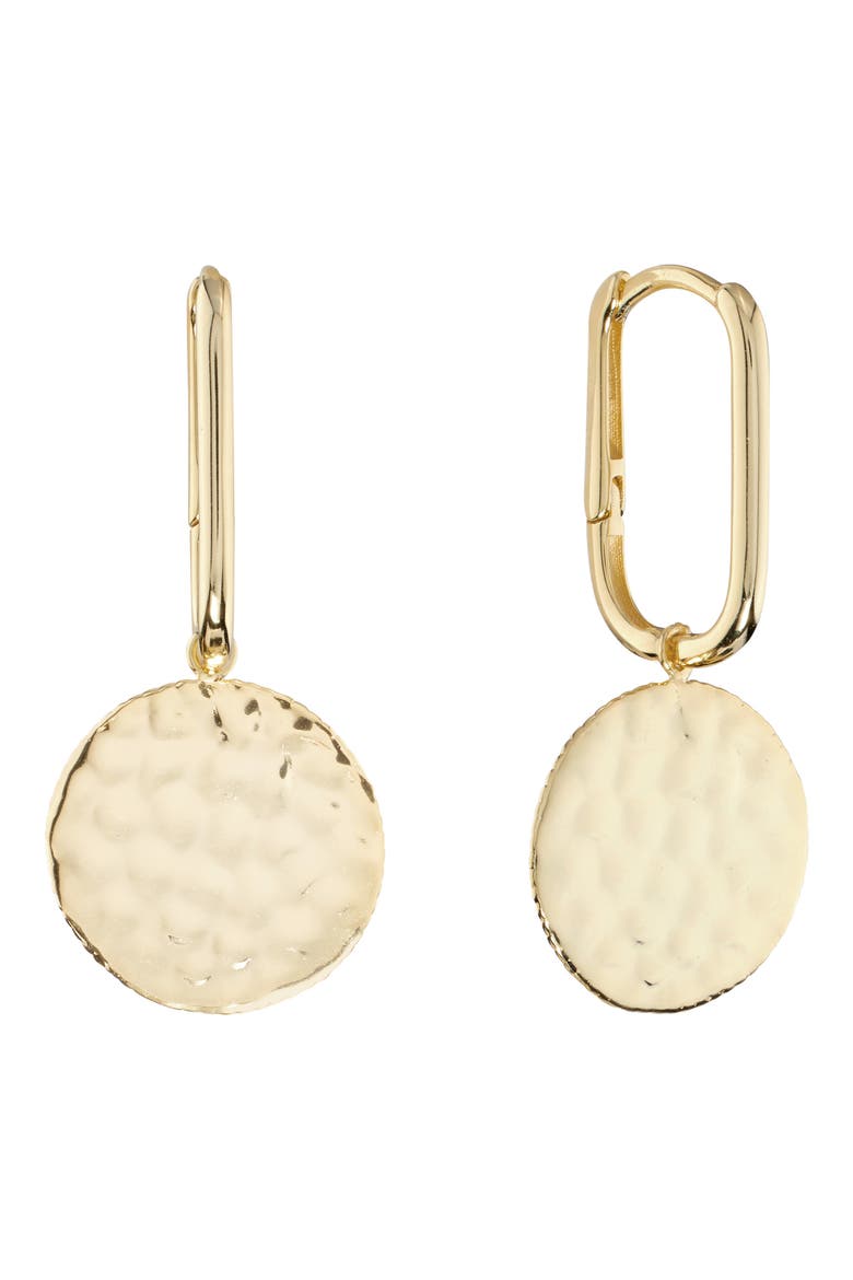 Hammered Disc Huggie Hoop Earrings video