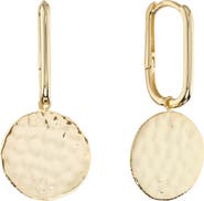 ATHRA LUXE Hammered Disc Huggie Hoop Earrings