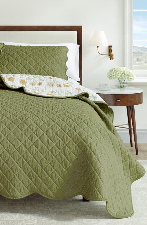 Woven & Weft Floral Scalloped Cotton Quilt & Sham Set In Floral Dusk